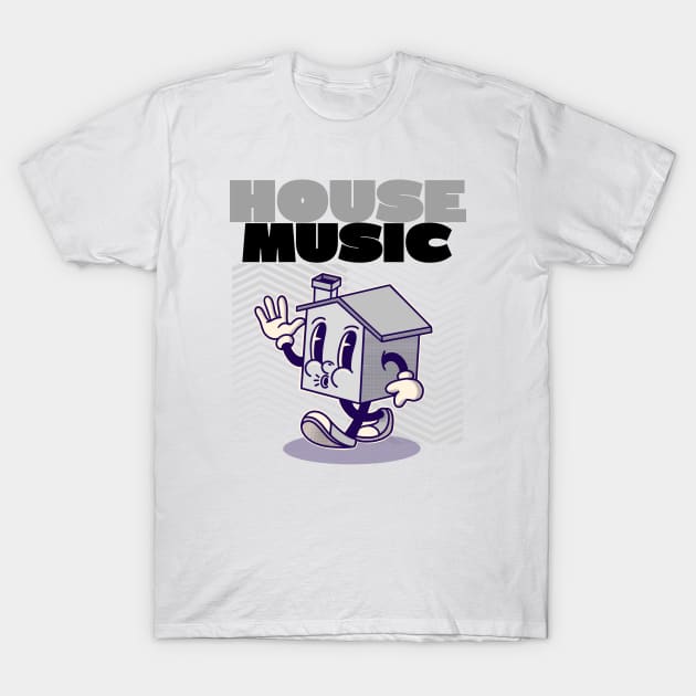 HOUSE MUSIC  - Character (Grey/black) T-Shirt by DISCOTHREADZ 